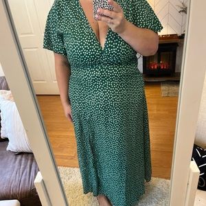 Green Floral Maxi Dress with Slit